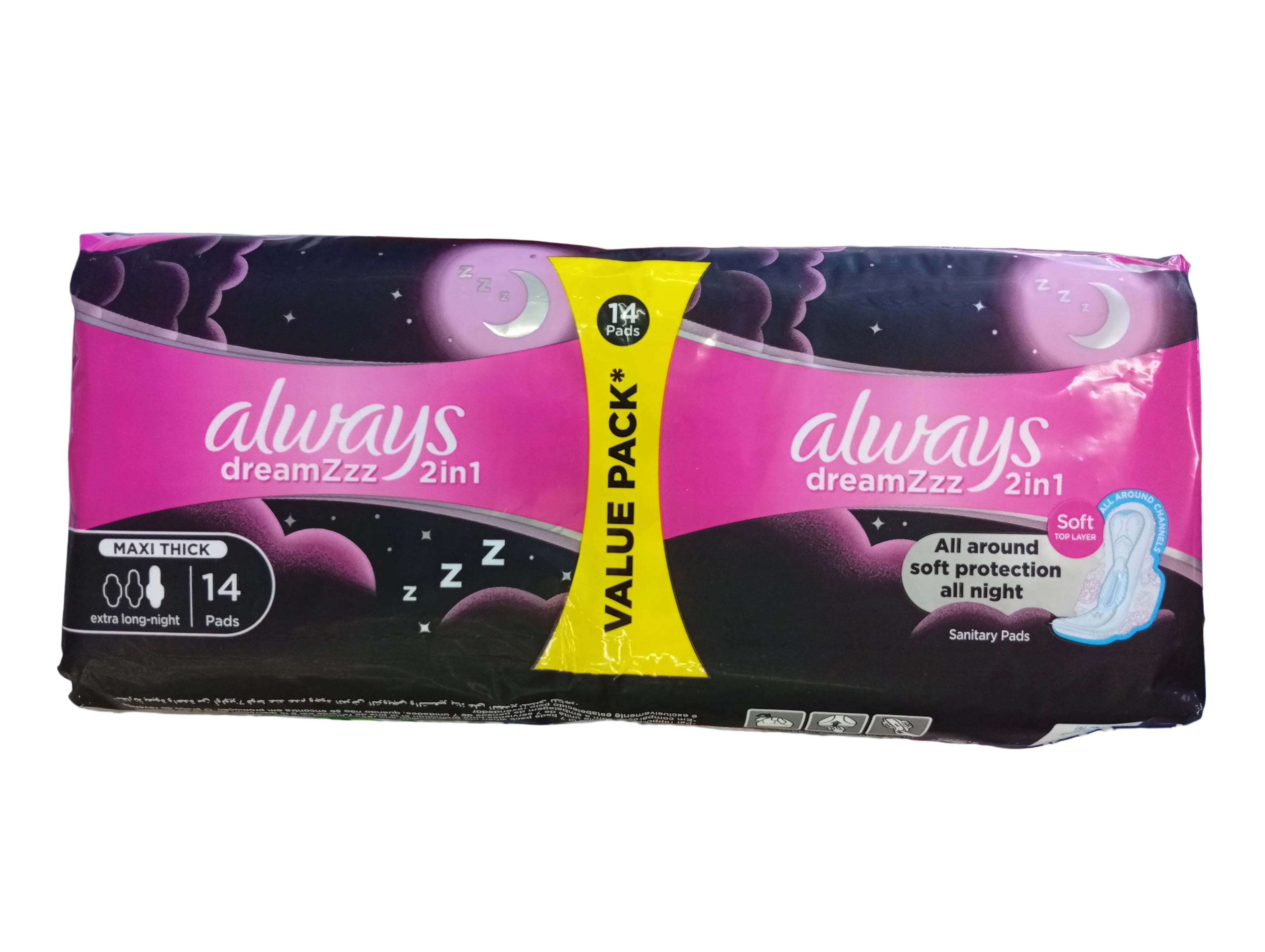 Always dreamZzz 2 in 1 Soft Top Layer Value Pack 14 Sanitary Pads